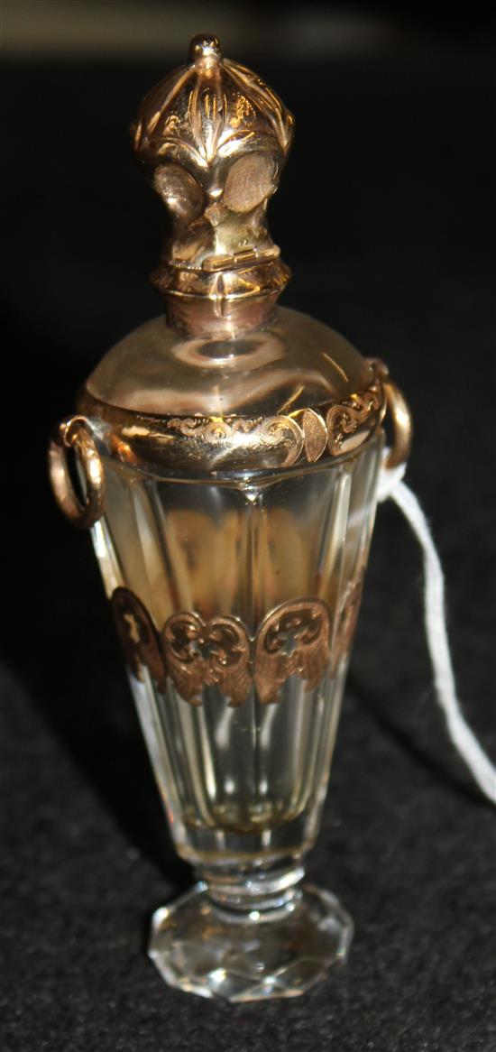 French gold mounted glass scent bottle